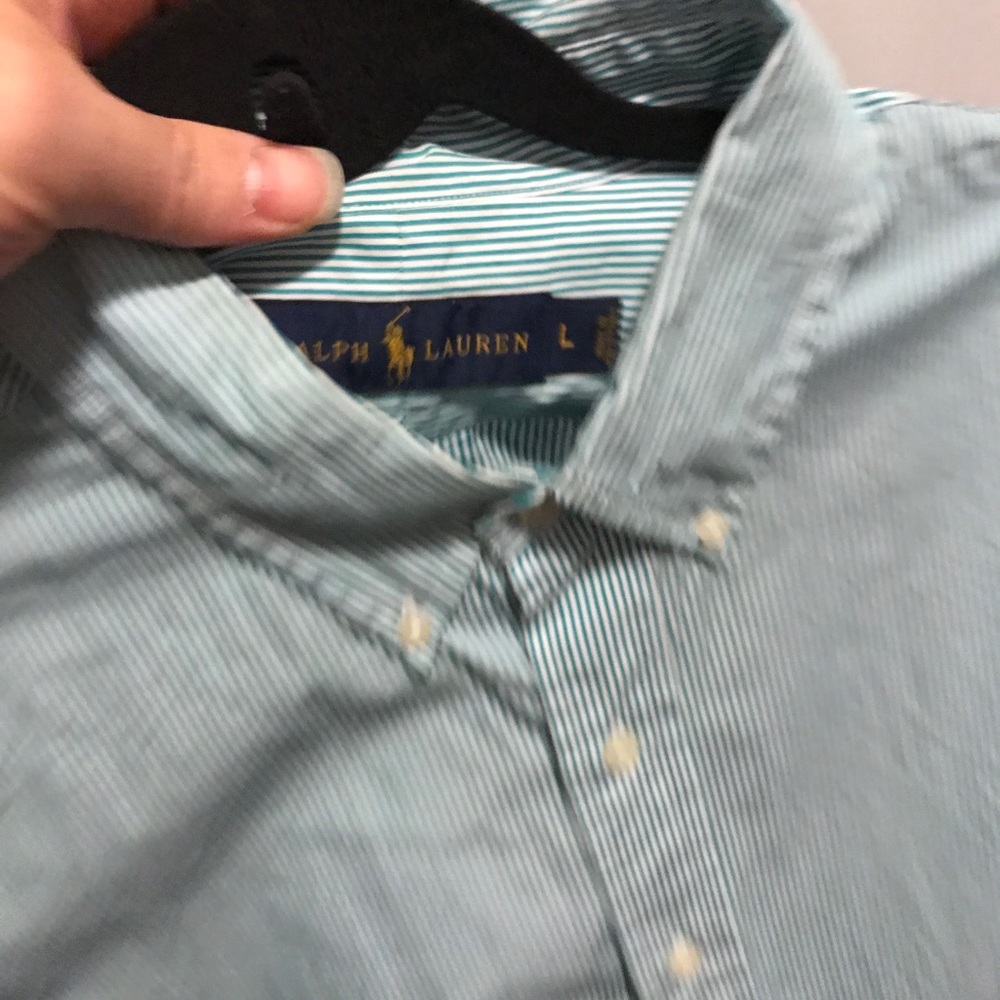 Ralph Lauren White and Green button down shirt